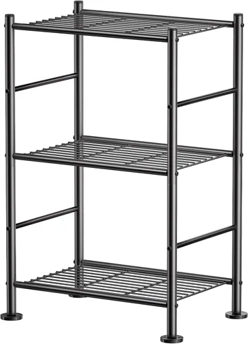 BolDuck Estante organizador de estantes de 3 niveles, estantería de metal con patas niveladoras ajustables, estantes de almacenamiento que ahorran