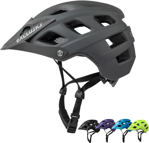 Exclusky Casco de Bicicleta Casco de Bicicleta de Montaña para Adultos Casco Ligero de Ciclismo MTB para Hombres y Mujeres Casco de Bicicleta Gris-A