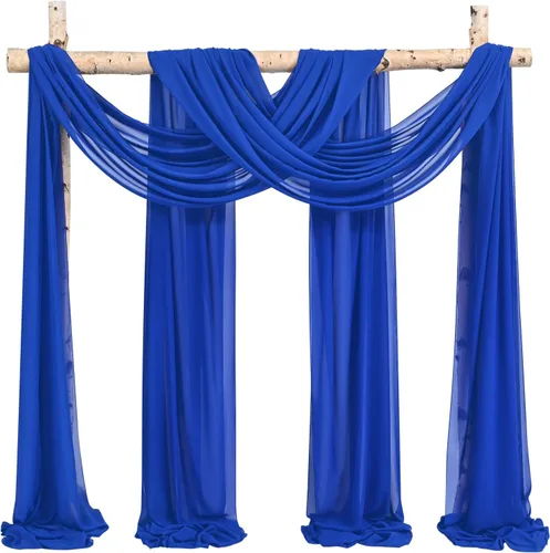 Miniatura 54 de Cortinas de arco de boda, 8 paneles de 28" x 20 pies, cortinas de tela de gasa blanca para ceremonia y recepción Blanco