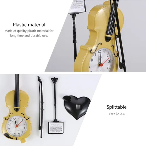 Miniatura 5 de BESPORTBLE Reloj despertador de violín electrónico con forma de violín para dormitorio, sala de estar, hogar D Cor y decoración de mesa de oficina