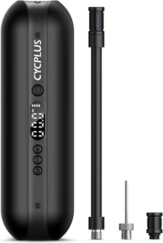CYCPLUS Electric Air Compressor Portable Bicycle Pump Car Tire Inflator, Max 150 PSI, Auto Shut-Off Air Pump with Presta and Schrader Valves for All