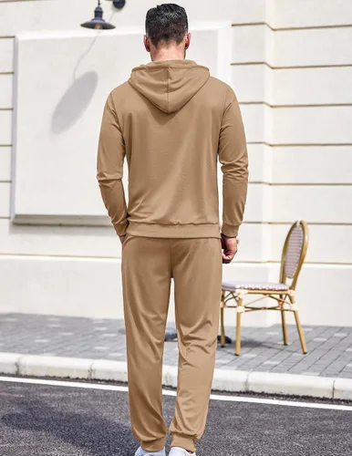 Miniatura 40 de COOFANDY Conjunto deportivo de 2 piezas para hombre, conjunto deportivo casual con capucha