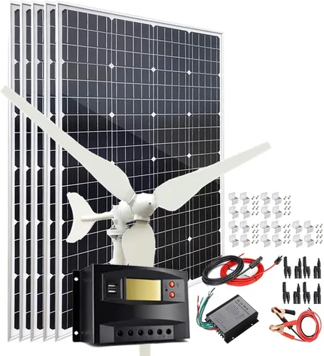 Miniatura 8 de Kit de energía eólica solar de 340 W. Sistema de carga de batería: generador de turbina eólica de 100 W + 2 paneles solares monocristalinos de 120 W