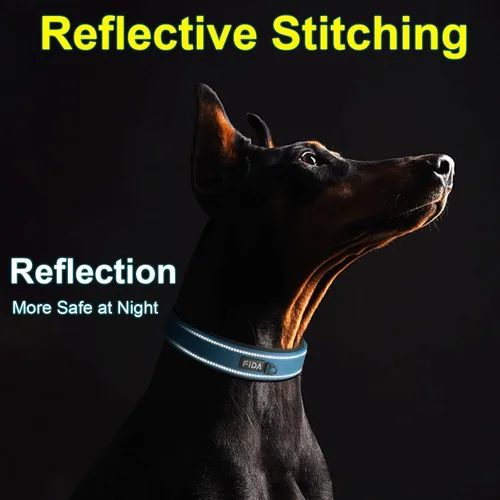 Miniatura 6 de Fida Juego de collar de perro de 14.5 a 19 pulgadas con correa de perro de 4 pies, juego de correa y collar resistentes para perros medianos