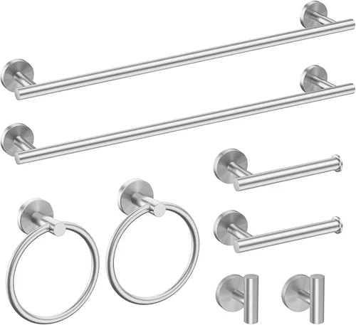 Miniatura 20 de USHOWER Juego de accesorios de baño de níquel cepillado, juego moderno de barra de toalla de 24 pulgadas montado en la pared, juego de accesorios