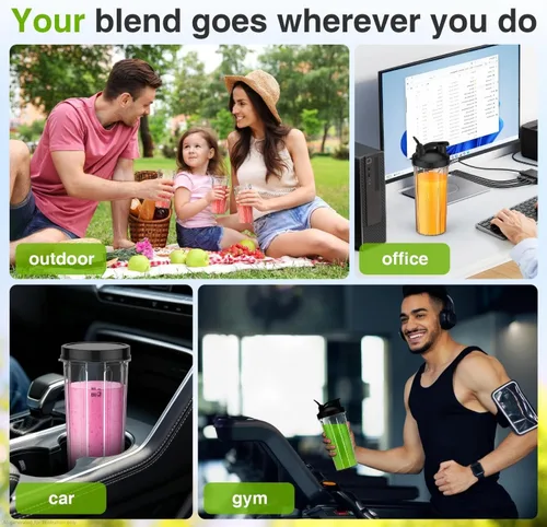 Miniatura 7 de KOIOS Licuadora para Batidos, Licuadora Personal para Batidos y Smoothies con 3 * 22oz Vasos Para Llevar, Batidora de Smoothies de 22000 RPM