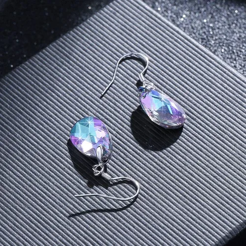 Miniatura 66 de Aretes colgantes de cristal austriaco con forma de lágrima para mujer, joyería hipoalergénica de plata de ley 925