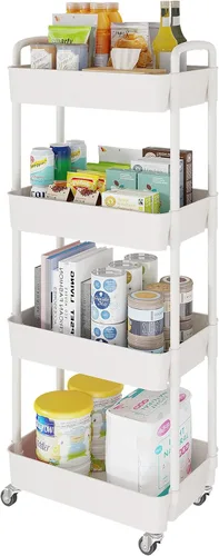 Miniatura 9 de Carritos de Almacenamiento de 3 Niveles Laiensia, Carrito Rodante Utilitario Multifunción Organizador de Almacenamiento de Cocina, Carrito