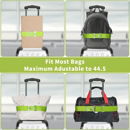 Miniatura 4 de TOOVREN Cinturón de viaje 2 en 1 para correas de equipaje, para añadir una bolsa, correa de equipaje con asa para maletas, cinturón elástico
