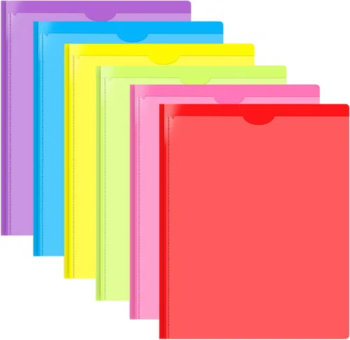 Miniatura 9 de INFUN Carpeta de bolsillo de plástico resistente con puntas y bolsillo frontal transparente, paquete de 18, carpetas de 3 puntas con bolsillos