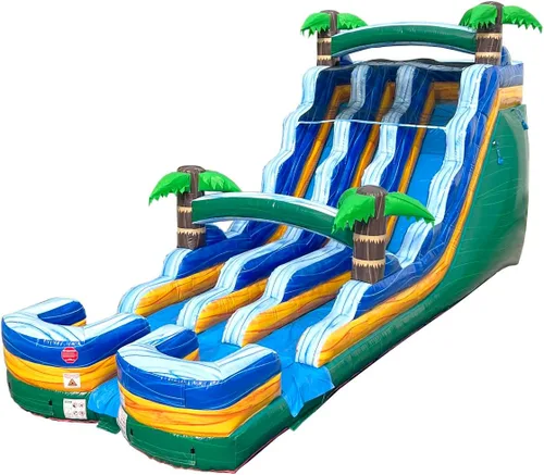Miniatura 13 de TentandTable Tobogán acuático inflable de doble carril para niños y adultos, diversión acuática gigante de grado comercial, incluye soplador de aire