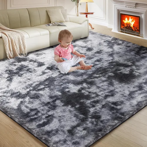 Miniatura 32 de Alfombra ultra suave para sala de estar, alfombra mullida de área 4X6 para dormitorio, alfombras modernas de pelo largo, alfombra suave