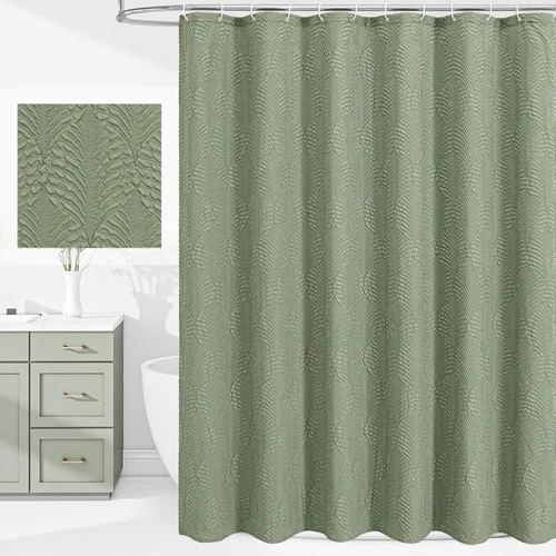 Gibelle Cortina de ducha para baño, cortina de ducha de tela texturizada en relieve 3D, moderno juego de cortina de ducha de tela suave, 72 x 72