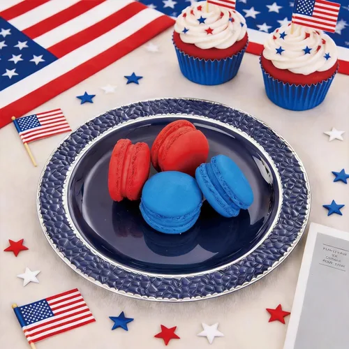 Miniatura 3 de Ciaell 150 platos de plástico azul y plateado – El plato desechable azul incluye 50 platos, 25 cuchillos, 25 tenedores, 25 cucharas, 25 tazas