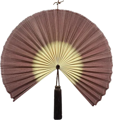 Miniatura 15 de ChumDecor Abanico de bambú para decoración de pared, decoración de abanicos de pared chinos japoneses, cabecero colgante bohemio, ventilador