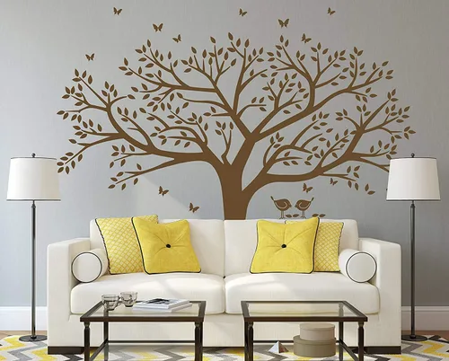 Miniatura 3 de árbol familiar calcomanía decorativa para pared mariposas y aves arte de pared vinilo calcomanía decorativa para pared marco para fotos árbol