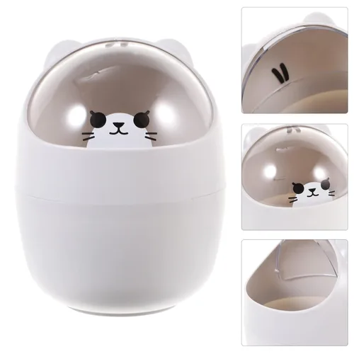 Miniatura 3 de VANZACK Mini bote de basura con tapa, papelera de escritorio, cubos de basura pequeños para escritorio