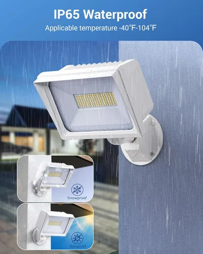 Miniatura 5 de DEWENWILS Luz de inundación LED de 65 W para exteriores, 6670 LM súper brillante (equivalente a 500 W), luz de seguridad LED impermeable IP65, Blanco