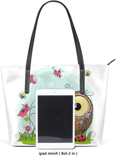 Miniatura 3 de Grandes bolsas de mano de cuero de la PU de las mujeres de la moda linda de dibujos animados búho bolsos bolso del comprador bolso casual