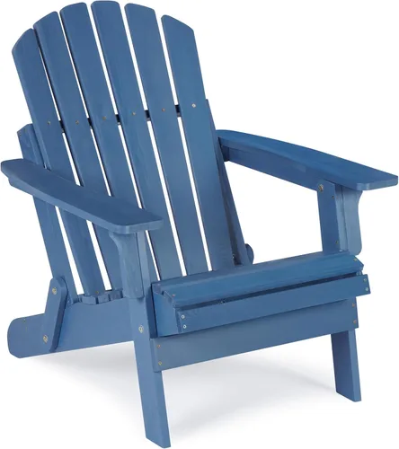 Miniatura 16 de Silla Adirondack plegable de madera de gran tamaño con respaldo y tabla de asiento premontados, silla de descanso para patio al aire libre, jardín