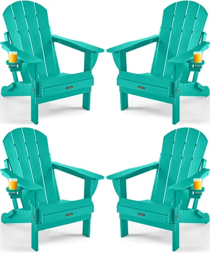 Miniatura 30 de Ciokea Silla Adirondack plegable con textura de madera, silla Adirondack para patio, resistente a la intemperie, silla de plástico para hoguera