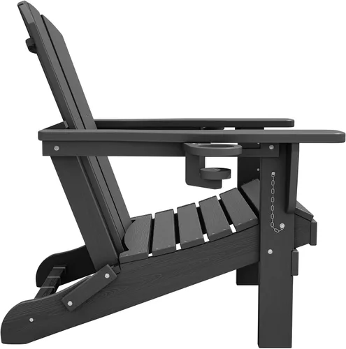 Miniatura 11 de SERWALL Silla Adirondack plegable, Silla Adirondack HDPE con textura de madera - gris