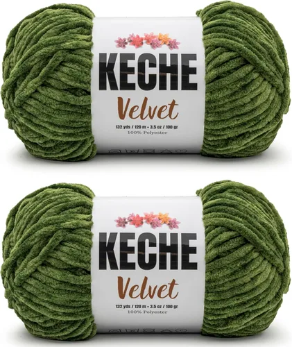 Miniatura 32 de Keche Hilo de terciopelo para ganchillo, manta de felpilla suave, voluminosa, hilo amigurumi, 3.53 oz (132 yardas), color azul bebé