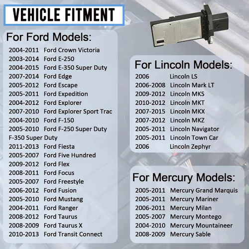 Miniatura 5 de Sensor de flujo de aire masivo MAF compatible con Ford Escape Expedition Explorer F150 F250 F350 Lincoln MKX MKZ Navigator Town Car Mercury Mariner
