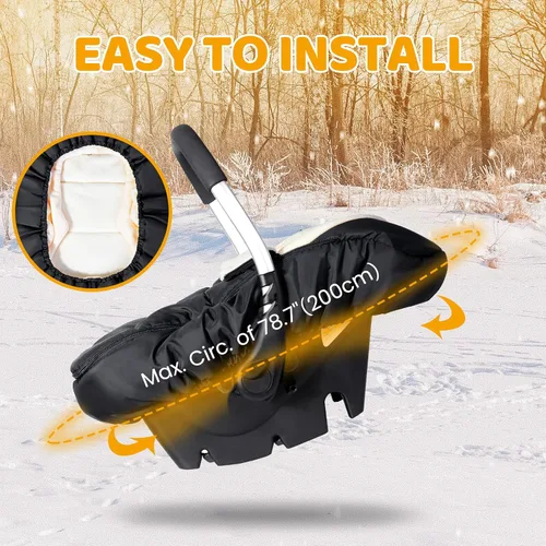 Miniatura 3 de Fundas de asiento de coche Orzbow para bebés invierno, funda universal para asiento de coche de bebé con cuello ajustable, cubierta impermeable