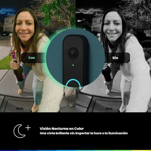 Miniatura 6 de Chamberlain myQ Video Doorbell Cámara 2K, batería/cableada, visión nocturna a color, vista en vivo con conversación bidireccional, detección
