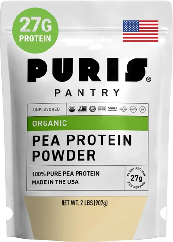 PURIS Proteína orgánica de guisante en polvo – Proteína vegana orgánica USDA | 0.95 oz de proteína vegetal por porción | Sin gluten sin OMG |