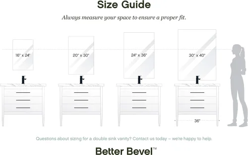 Miniatura 6 de Better - Espejo rectangular sin marco, espejo de pared de baño de 24 x 36 pulgadas con borde pulido de lápiz Rectángulo - Borde Liso