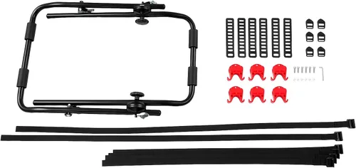 Miniatura 9 de Soporte de montaje para maletero de 3 bicicletas, con correas de liberación rápida, ajuste universal para sedán, SUV, hatchback, fácil