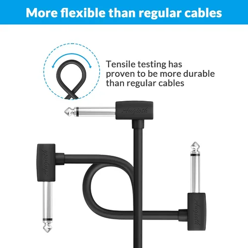 Miniatura 4 de Cable de conexión de guitarra de 6 pulgadas de 5.9 in, 0.5 pies de 1/4 en ángulo recto TS cable de pedal de efecto