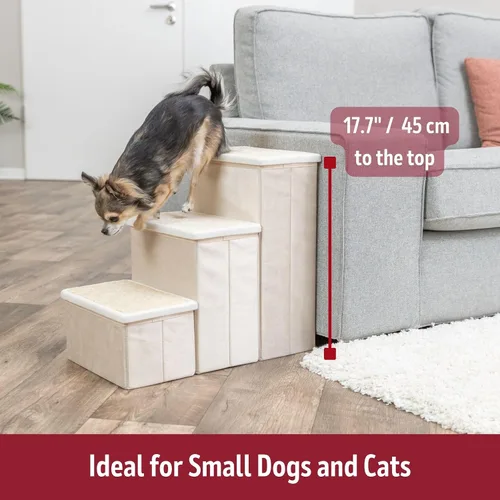 Miniatura 3 de Trixie Escaleras plegables de terciopelo de 3 escalones para mascotas con almacenamiento, plegable, compartimentos de almacenamiento para juguetes