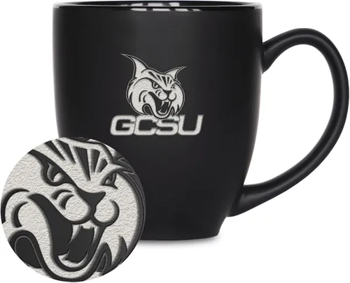 Miniatura 13 de Rico Industries - Taza de cerámica mate negra con grabado láser estándar de 15oz para NCAA (escuelas T & U) - Para bebidas calientes o frías
