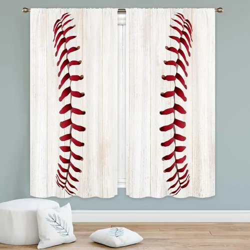 Miniatura 2 de Miyotaa Cortinas deportivas de béisbol para niños y adolescentes, 2 paneles de 42 pulgadas de ancho x 63 pulgadas de alto, bolsillo para barra