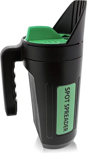 Esparcidor de mano para semillas, sal, descongelante, sal para derretir hielo, alimento para plantas y fertilizante - Múltiples tamaños de apertura