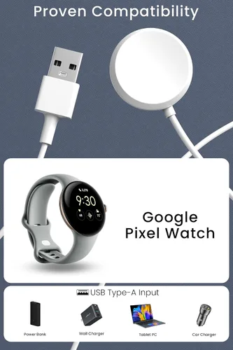 Miniatura 2 de Cable USB para cargador de reloj Pixel, cable de carga de repuesto de 3.3 pies solo para Google Pixel Watch 1 estación de carga de reloj inteligente