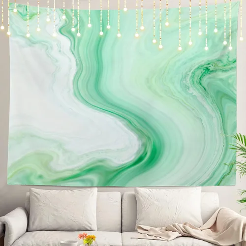 Miniatura 82 de Shrahala Tapiz de pared azul brillante, acuarela azul degradado para colgar en la pared, tapiz grande decorativo de fibra de poliéster, dobladillo