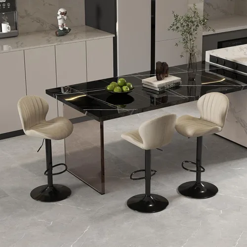 Miniatura 26 de Youhauchair - Juego de 2 taburetes de bar modernos, de terciopelo con altura ajustable y giratorios, sillas de isla de cocina sin brazos con Azul