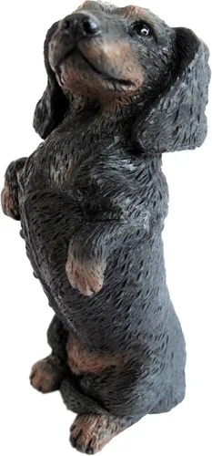 Miniatura 7 de Sandicast Escultura de perro salchicha negro liso de tamaño medio, sentado