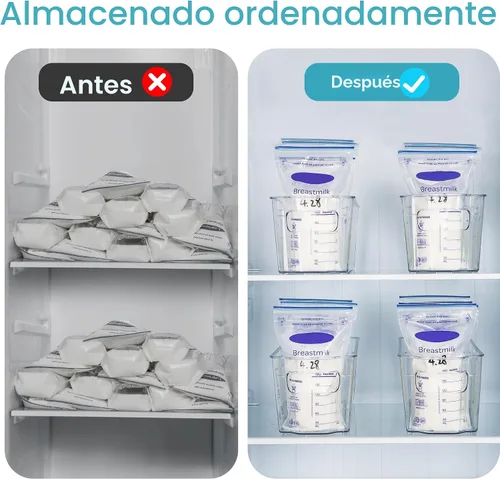 Miniatura 3 de Vtopmart Juego de 4 recipientes de almacenamiento para leche materna, contenedores organizadores transparentes para congelador y refrigerador