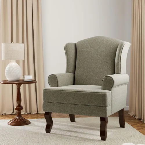 Silla decorativa, sillón tapizado con respaldo alto con esponja de alta resistencia y patas de madera, sillas individuales modernas y cómodas de Un