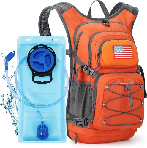 Miniatura 15 de Maelstrom Mochila de senderismo de hidratación con bolsa de agua de 2L/3 L, válvula de mordida de alto flujo, mochila de agua para hombres