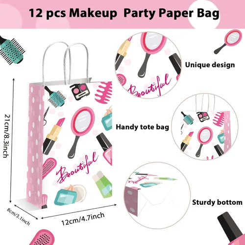 Miniatura 2 de gisgfim 12 piezas de bolsas de regalo, golosinas y favores para fiesta de spa y maquillaje con temática de spa para cumpleaños de niñas, bolsas