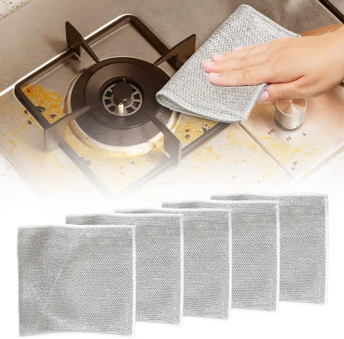 Pousbo Trapos multiusos para lavar platos, paños de alambre de metal para lavar platos, toallas limpias, trapos de limpieza de alambre de primera