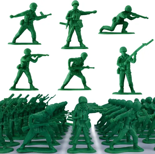 HAPTIME Juguetes para niños, juego de soldados de juguete (50 piezas), figuras de acción de hombres del ejército verde, juguetes militares de