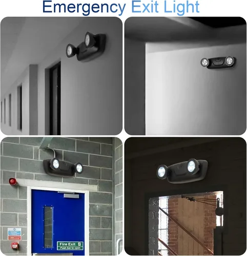 Miniatura 5 de TANLUX Luces de emergencia LED con batería de respaldo, luces de emergencia comerciales ajustables de dos cabezales, certificación UL, CA 120/277V