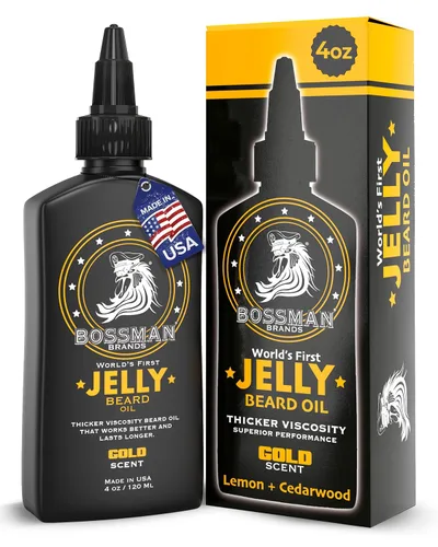 Bossman Aceite en Gel para Barba para Hombres (4 oz, Aroma Dorado) – Suaviza, Hidrata y Acondiciona con Ingredientes Naturales